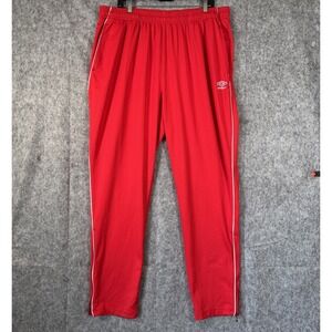 Y2K Umbro Sweatpants Mens XXL Red‎ Striped Logo Soccer USA Zip Ankle Opium Retro